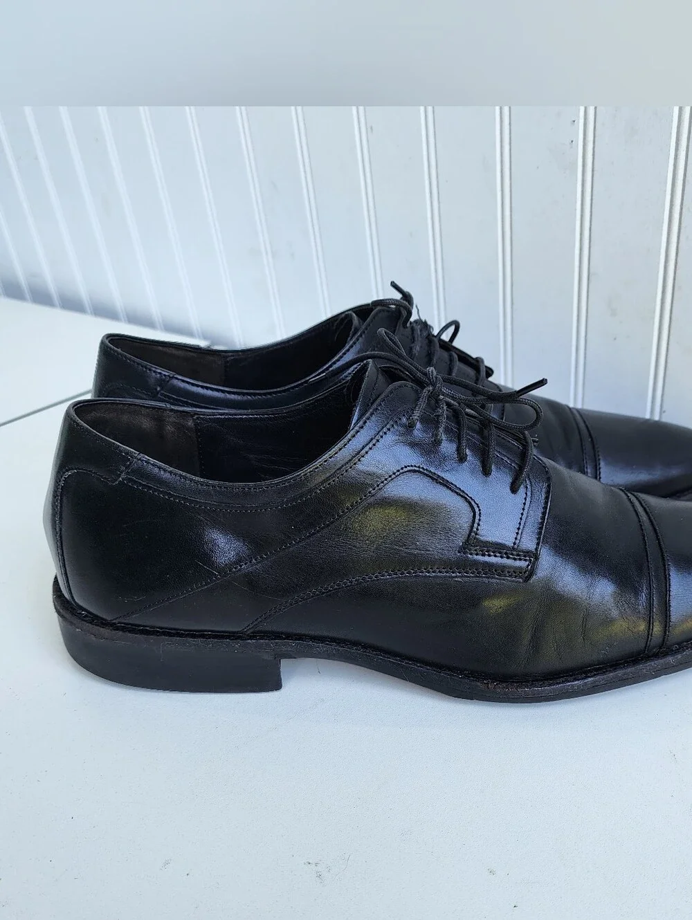 Johnston & Murphy Sheepskin Men's Leather Lace-Up Oxfords Dress Shoes Black 13 M